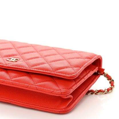Chanel Caviar Quilted Wallet on Chain WOC Red 11 of 13