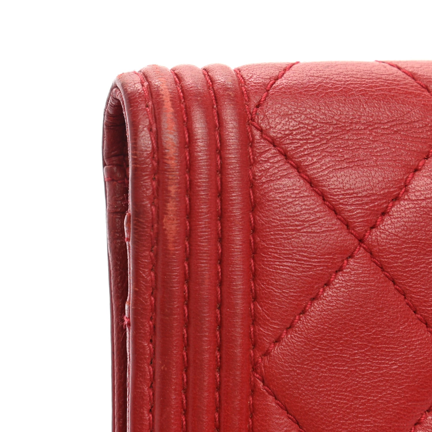 Chanel Lambskin Quilted Boy Yen Wallet Red 8 of 12