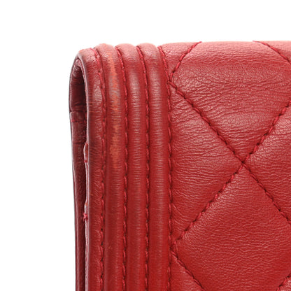 Chanel Lambskin Quilted Boy Yen Wallet Red 8 of 12