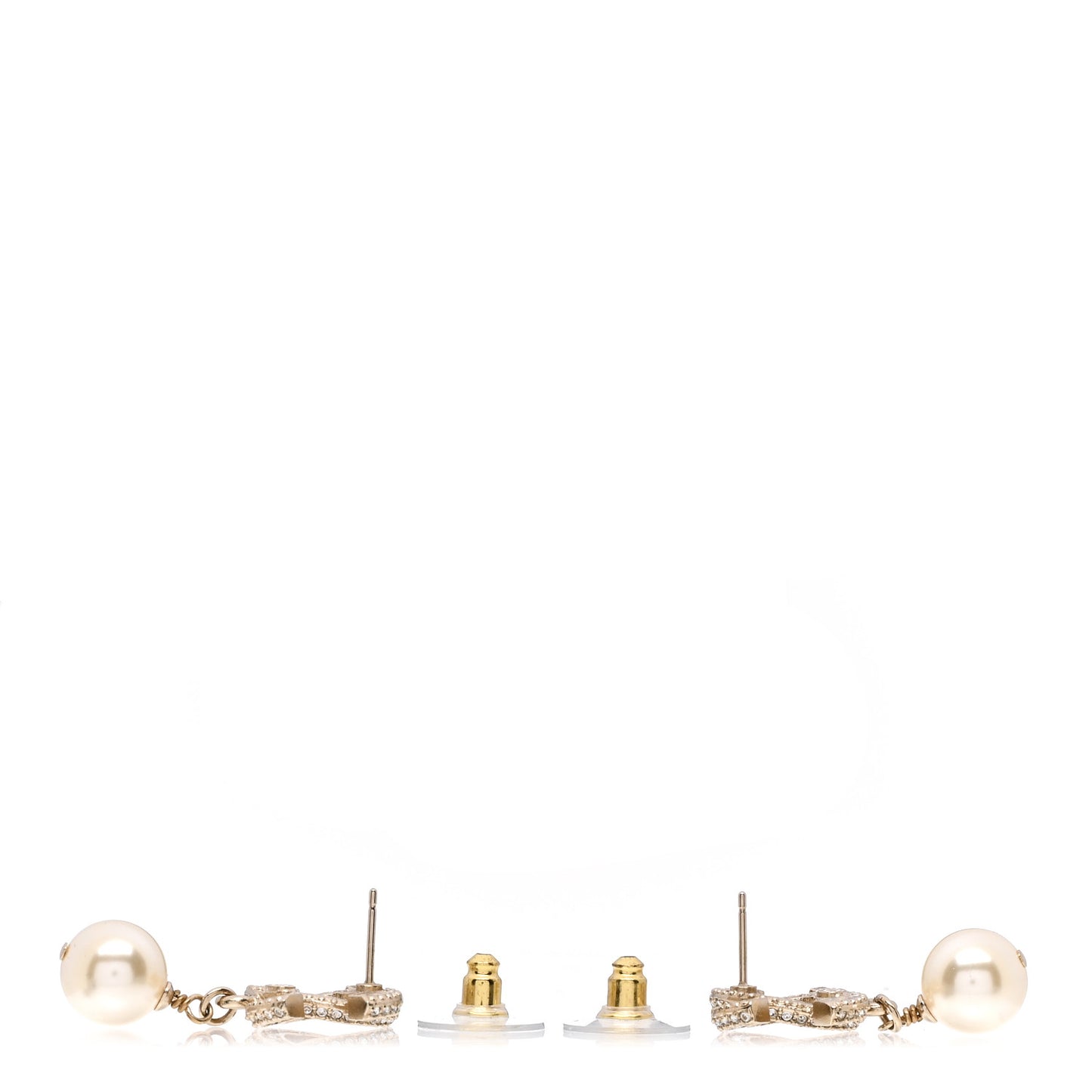 Crystal Pearl CC Drop Earrings Gold