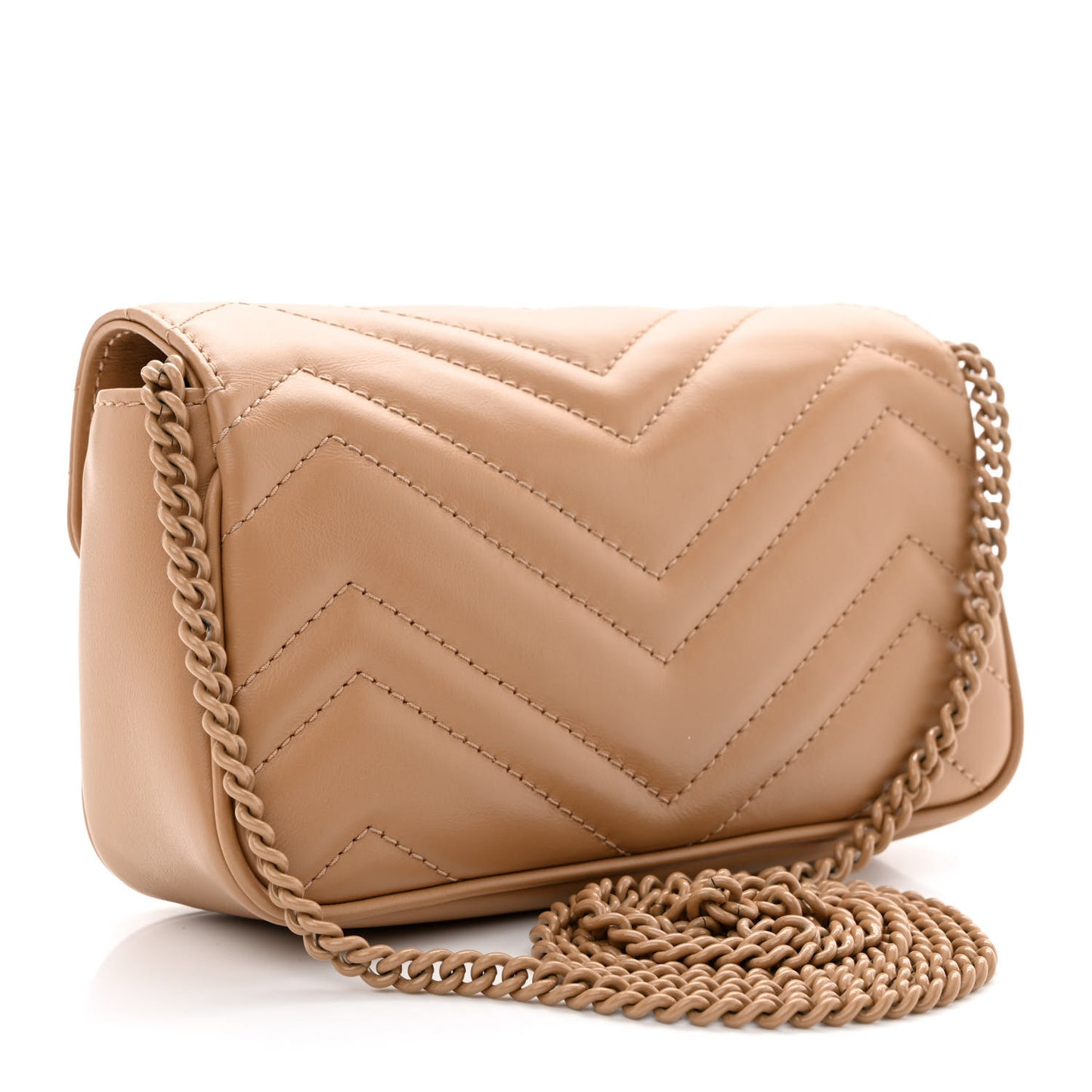 Calfskin Matelasse Monochrome Super Mini GG Marmont Shoulder Bag Camelia