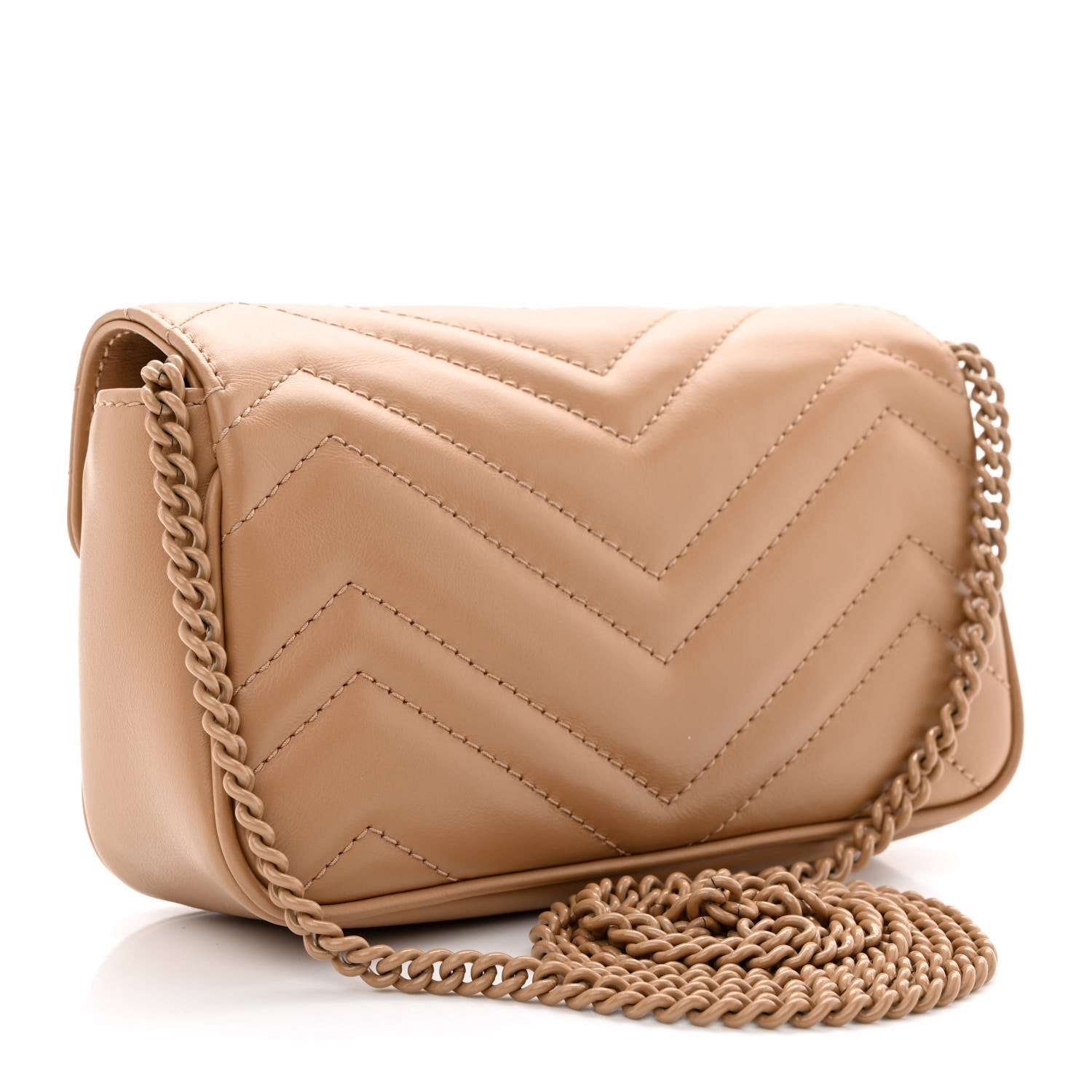 Gucci Calfskin Matelasse Monochrome Super Mini GG Marmont Shoulder Bag Camelia 3 of 12