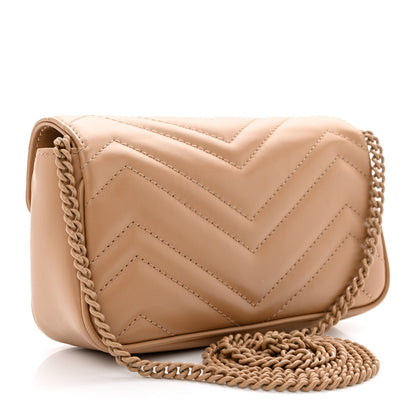 Gucci Calfskin Matelasse Monochrome Super Mini GG Marmont Shoulder Bag Camelia 3 of 12