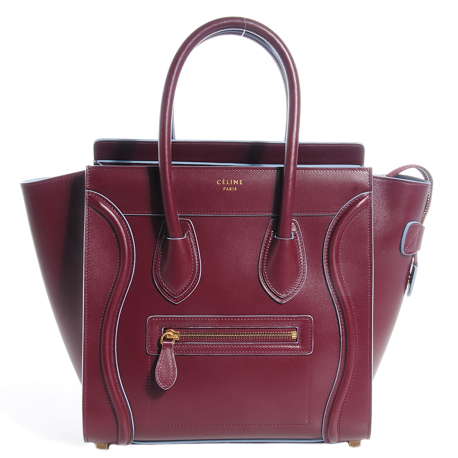 Celine Palmelato Micro Luggage Burgundy Light Blue 1 of 10