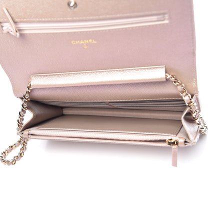 Chanel Iridescent Caviar Quilted Wallet On Chain WOC Beige 5 of 11
