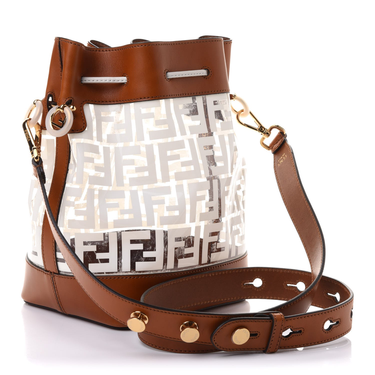 Fendi TPU FF Vitello Aura F is Fendi Grande Mon Tresor Bucket Bag White Cuoio 3 of 10