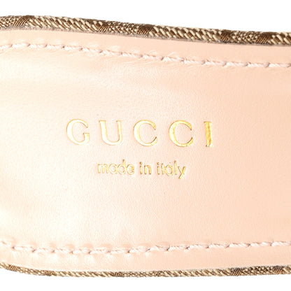 Gucci Canvas GG Monogram Horsebit Slingback Pumps 37.5 Beige Ebony Cocoa 8 of 11