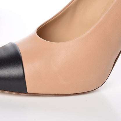 Chanel Lambskin Cap Toe Pumps 40 Beige Black 13 of 15
