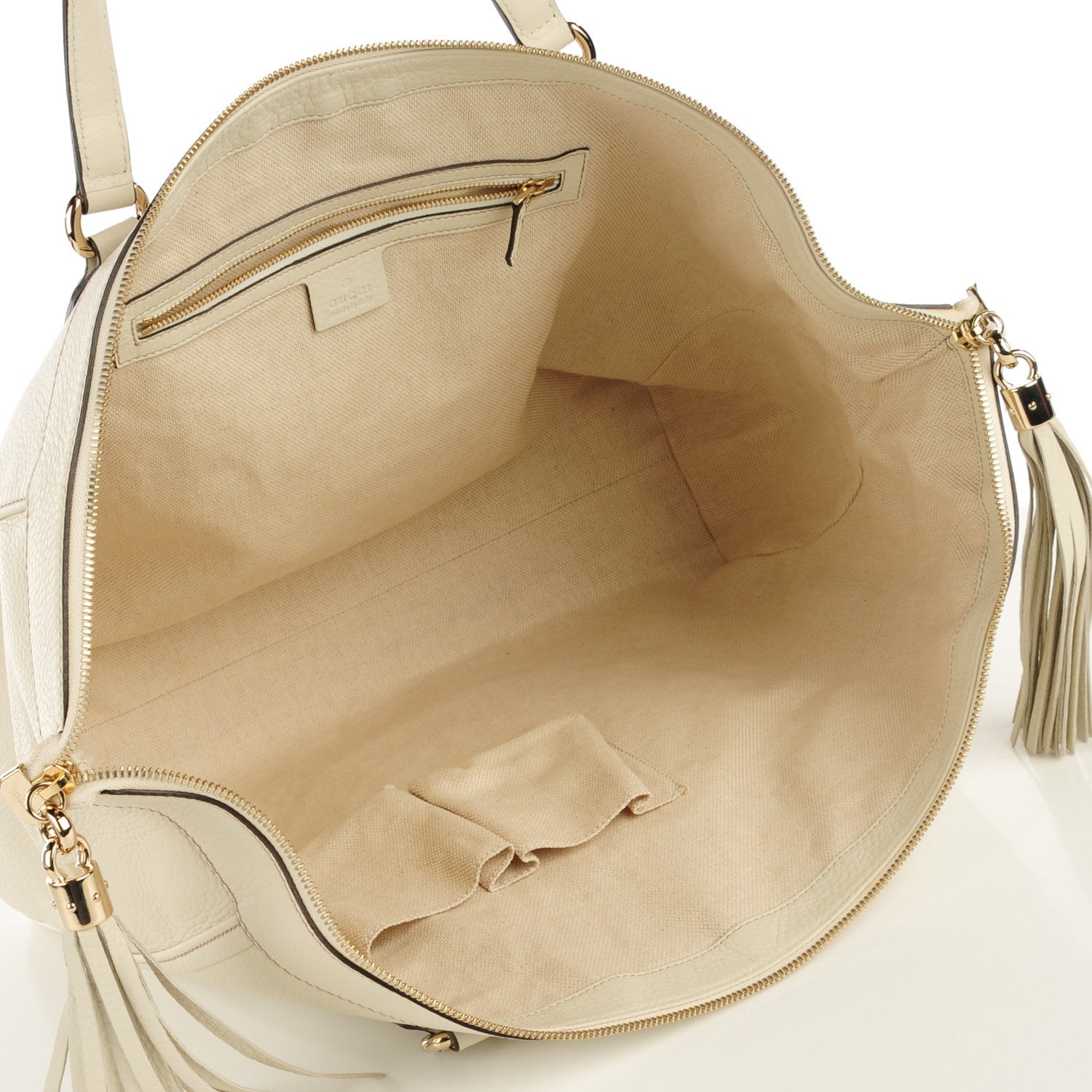 Gucci Pebbled Calfskin Large Soho Top Handle Bag Off White 5 of 7