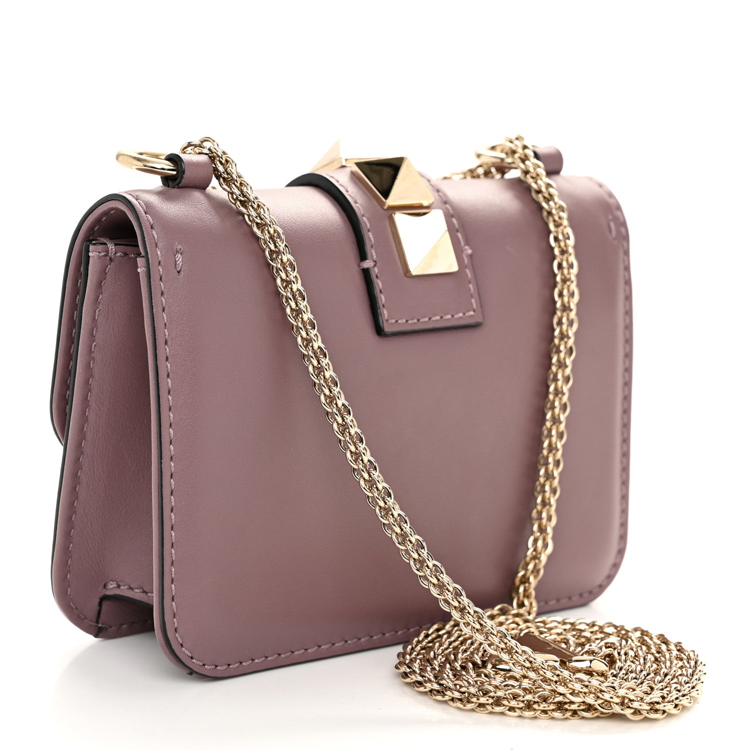 Valentino Garavani Vitello Small Glam Lock Rockstud Flap Dark Mauve 3 of 11