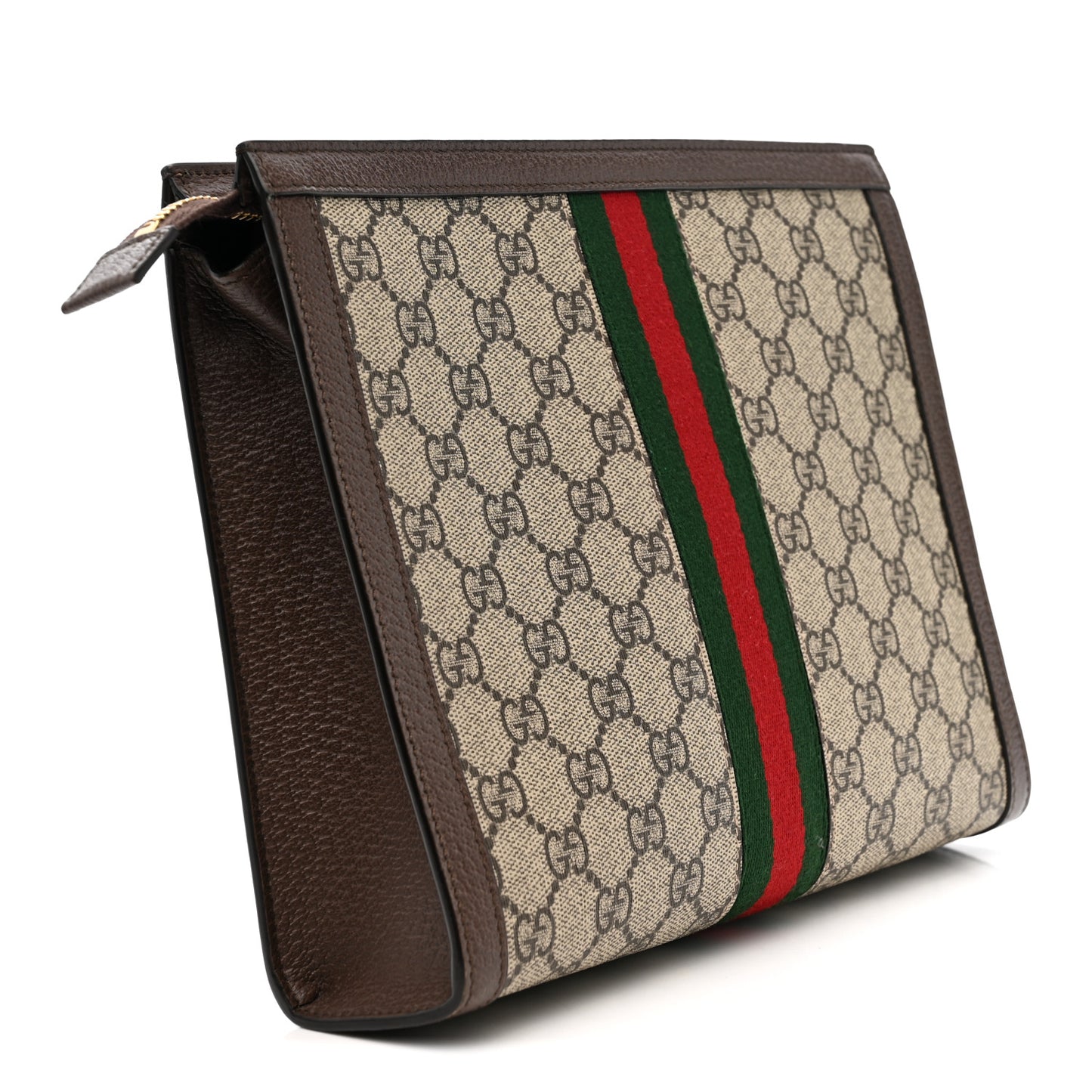 GG Supreme Monogram Web Ophidia Pouch Brown