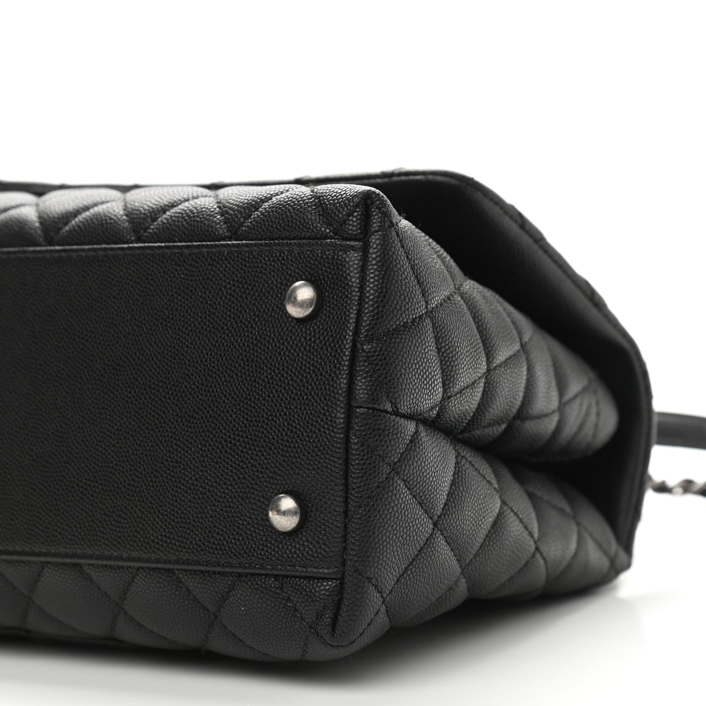 Caviar Lizard Quilted Small Coco Handle Flap Black