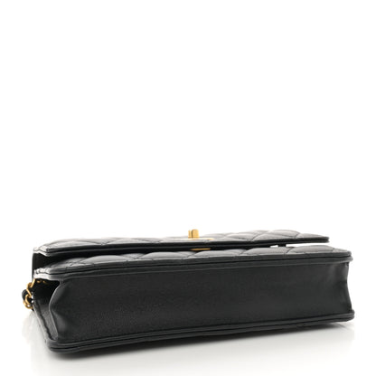 Chanel Lambskin Quilted CC Pearl Crush Wallet on Chain WOC Black 4 of 11