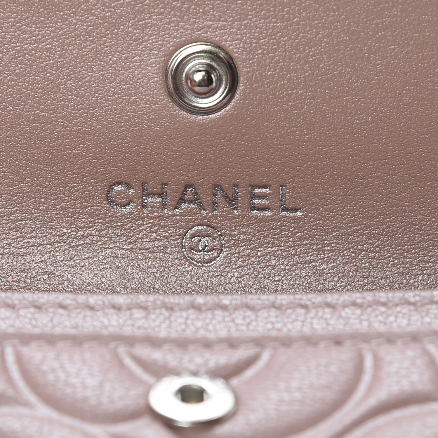 Chanel Goatskin Camellia Embossed Card Holder Wallet Light Pink 6 of 9