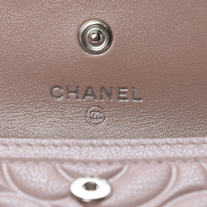 Chanel Goatskin Camellia Embossed Card Holder Wallet Light Pink 6 of 9