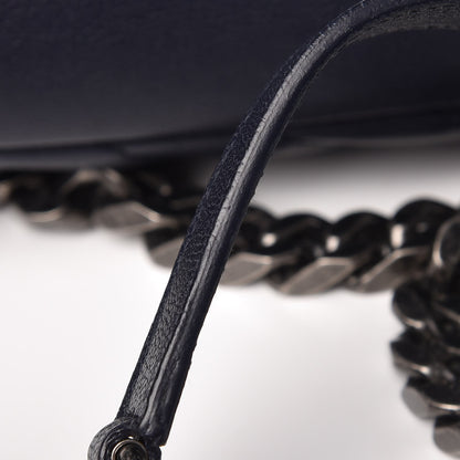 Saint Laurent Sheepskin Matelasse Chevron Monogram Medium College Bag Deep Marine 22 of 27