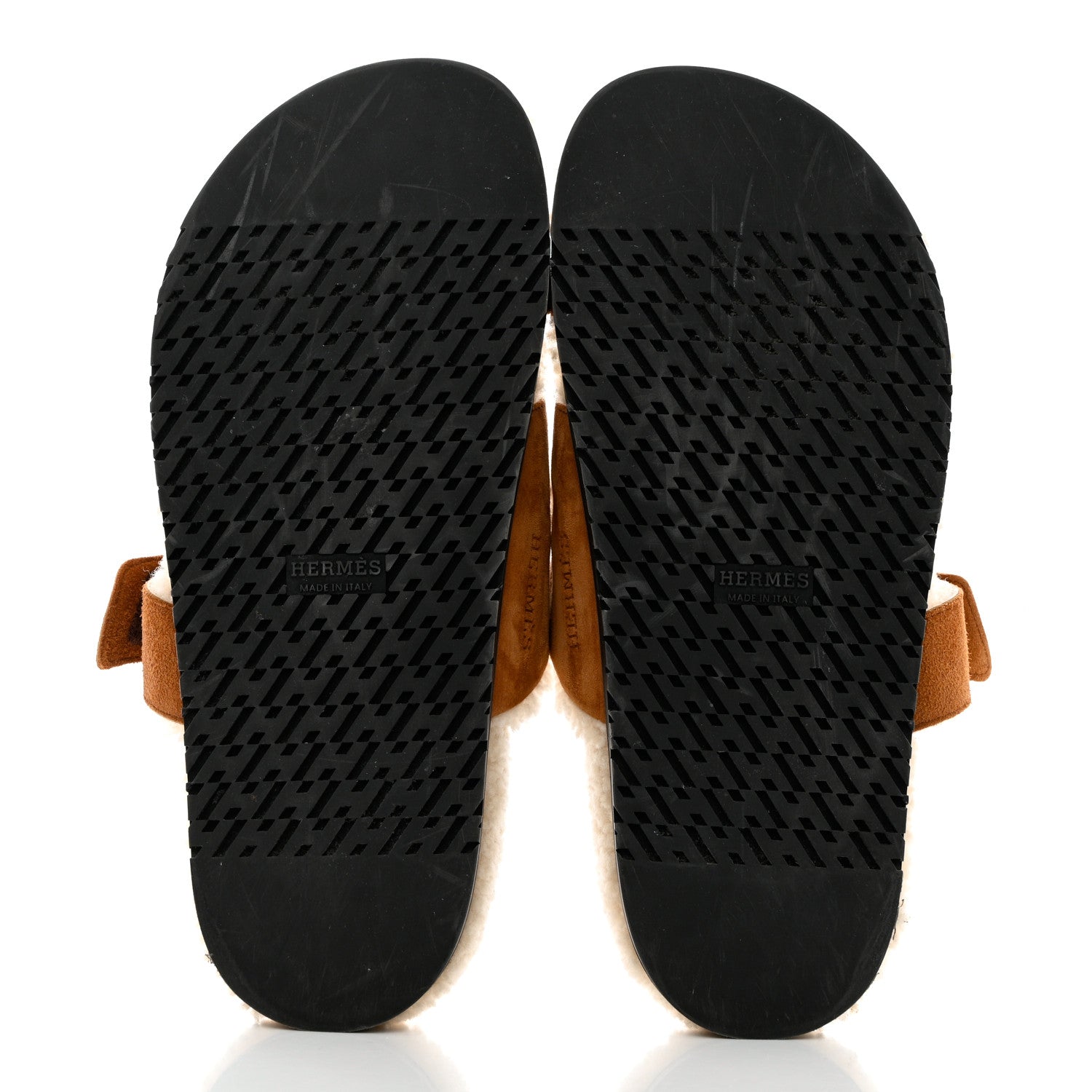 Hermes Suede Goatskin Woolskin Womens Chypre Sandals 39 Naturel Ecru 5 of 10