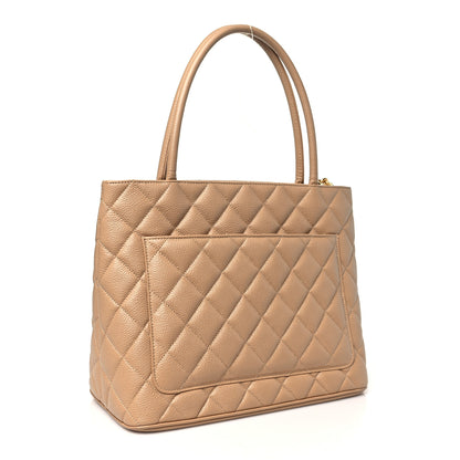 Chanel Caviar Quilted Medallion Tote Beige 3 of 10