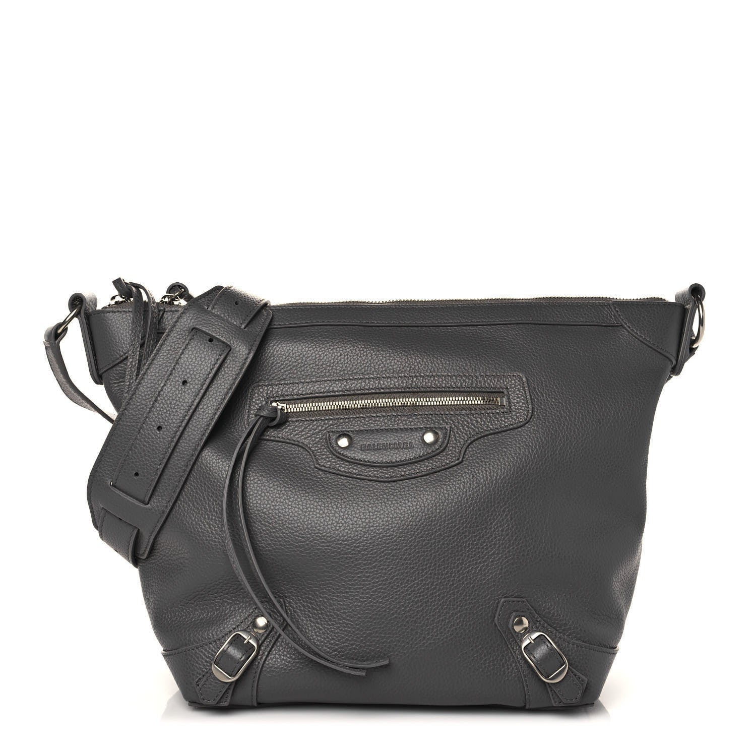 Balenciaga Grained Calfskin Silver Hardware Small Neo Classic Hobo Dark Grey 1 of 9