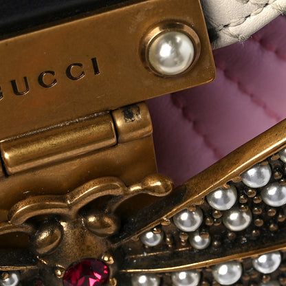 Gucci Calfskin Bamboo Trapuntata Queen Margaret Top Handle Bag Blue Agata Hibiscus Red Mystic White Sugar Pink 11 of 11