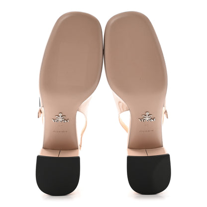 Prada Patent Decolette Logo Mary Jane 45mm Slingback Pumps 39 Beige 6 of 8