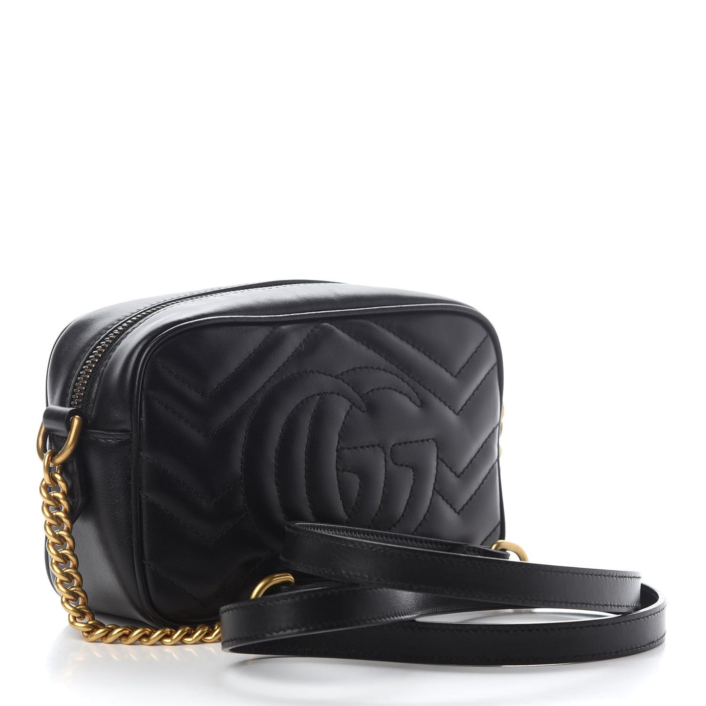 Calfskin Matelasse Mini GG Marmont Chain Shoulder Bag Black