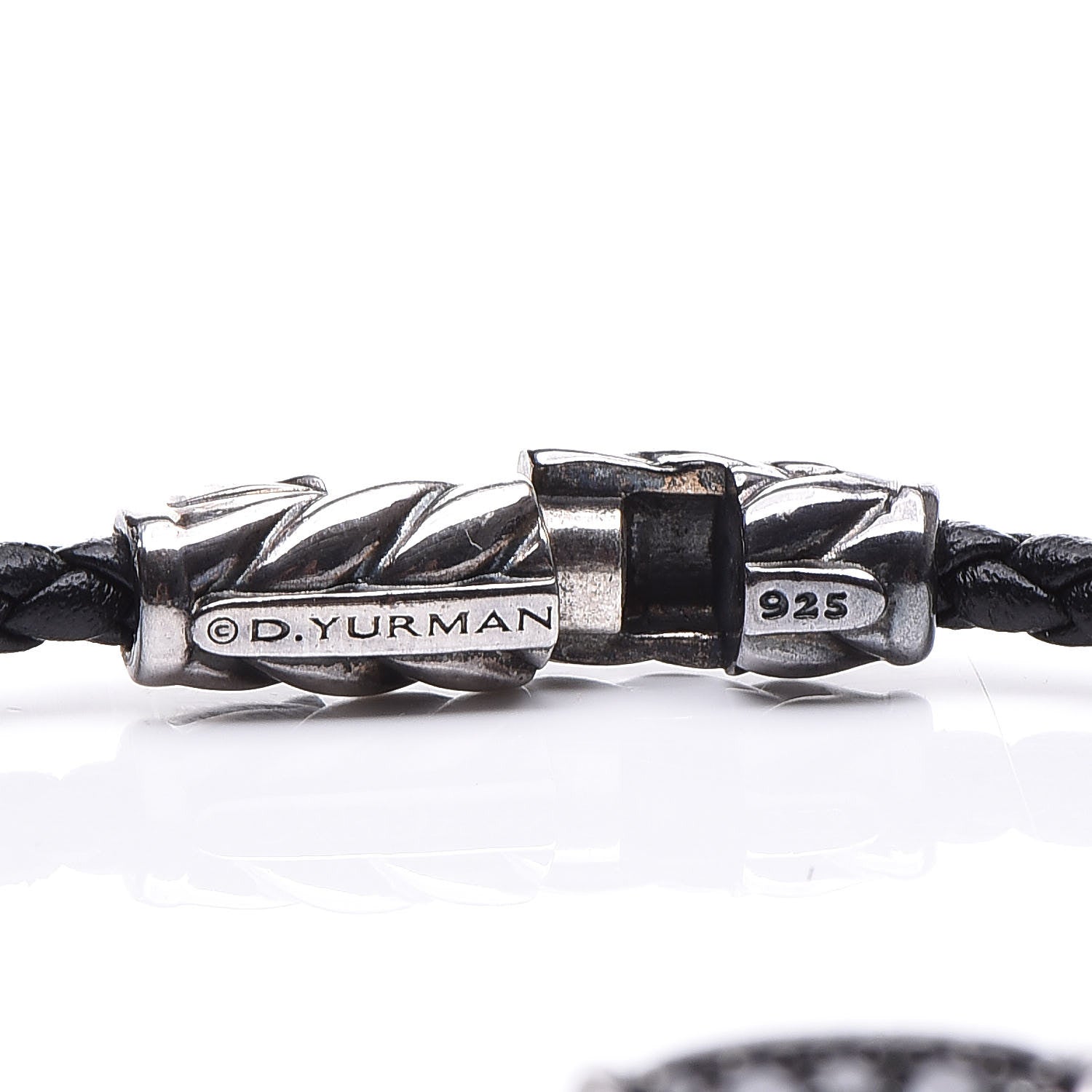 David Yurman Sterling Silver Black Diamond Leather Chevron Bracelet 6 of 6