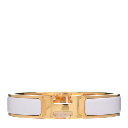 Hermes Enamel Narrow Clic Clac H Bracelet PM White 1 of 4