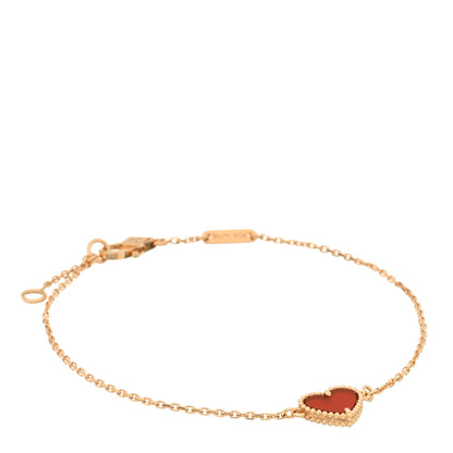 Van Cleef & Arpels 18K Rose Gold Carnelian Sweet Alhambra Heart Bracelet 1 of 4