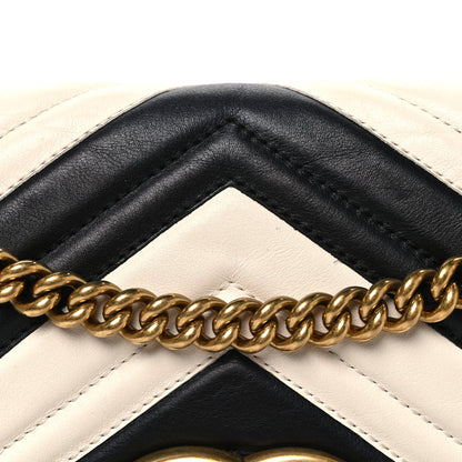 Gucci Calfskin Matelasse Medium GG Marmont Shoulder Bag Black White 8 of 10