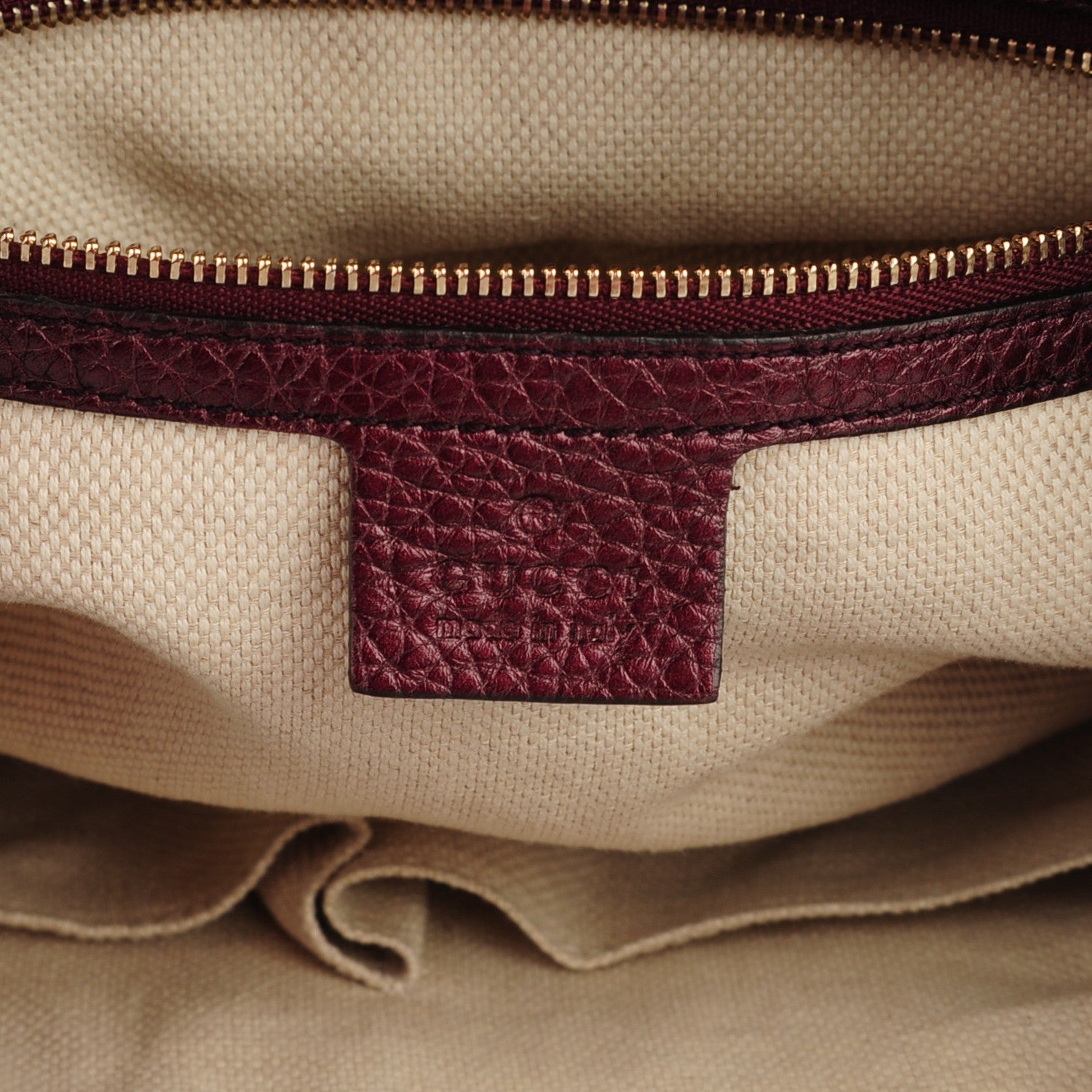 Gucci Metallic Cellarius Calfskin Medium Soho Chain Shoulder Bag Classic Burgundy 6 of 7