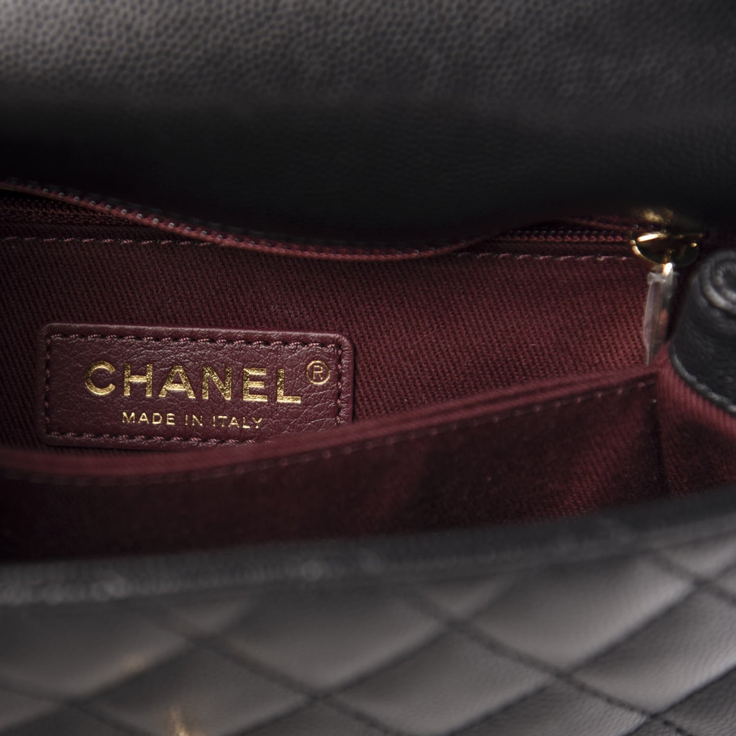 Caviar Quilted Mini Coco Handle Flap Black