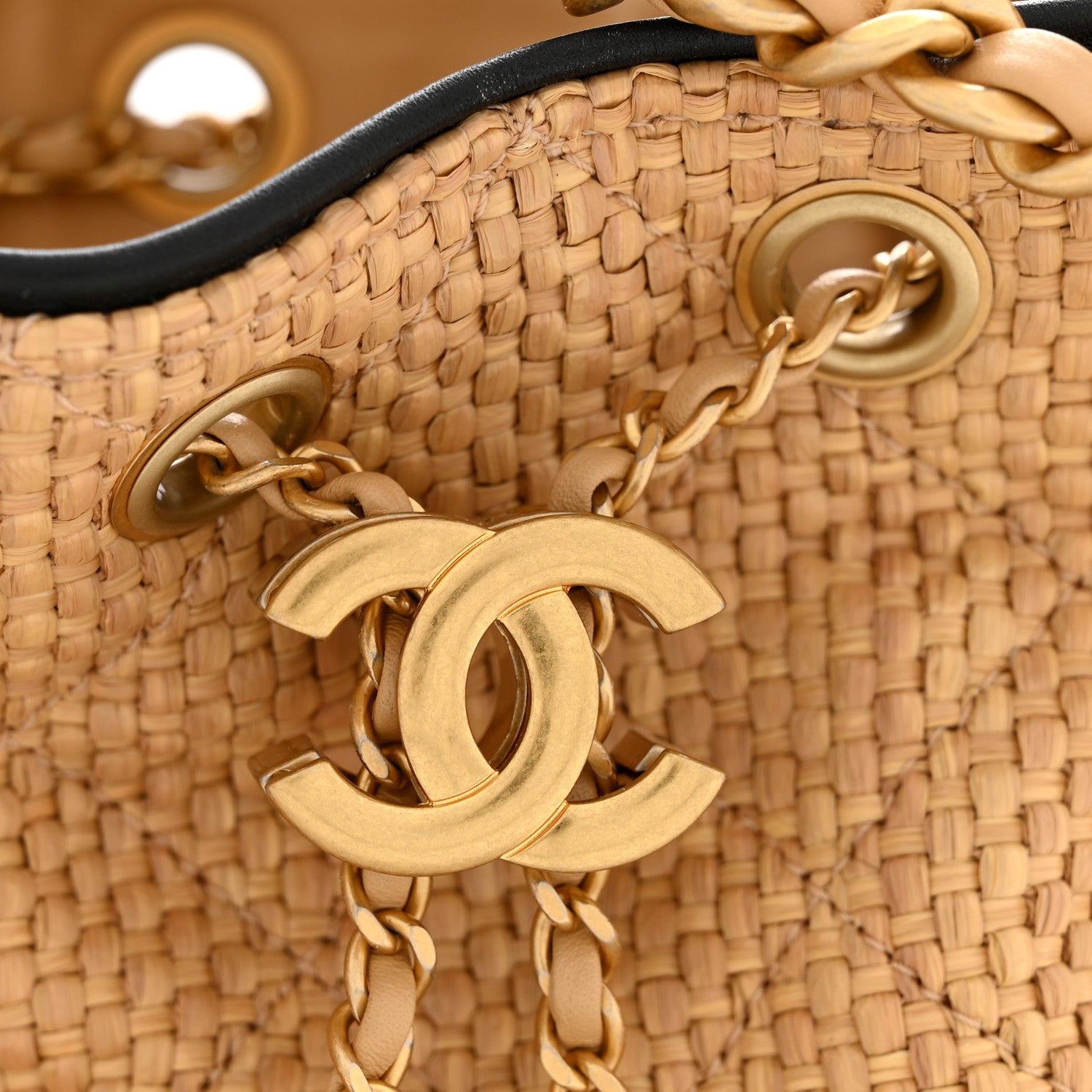 Chanel Braided Raffia Calfskin Quilted Mini Chanel 25 Handbag Beige Black 11 of 12