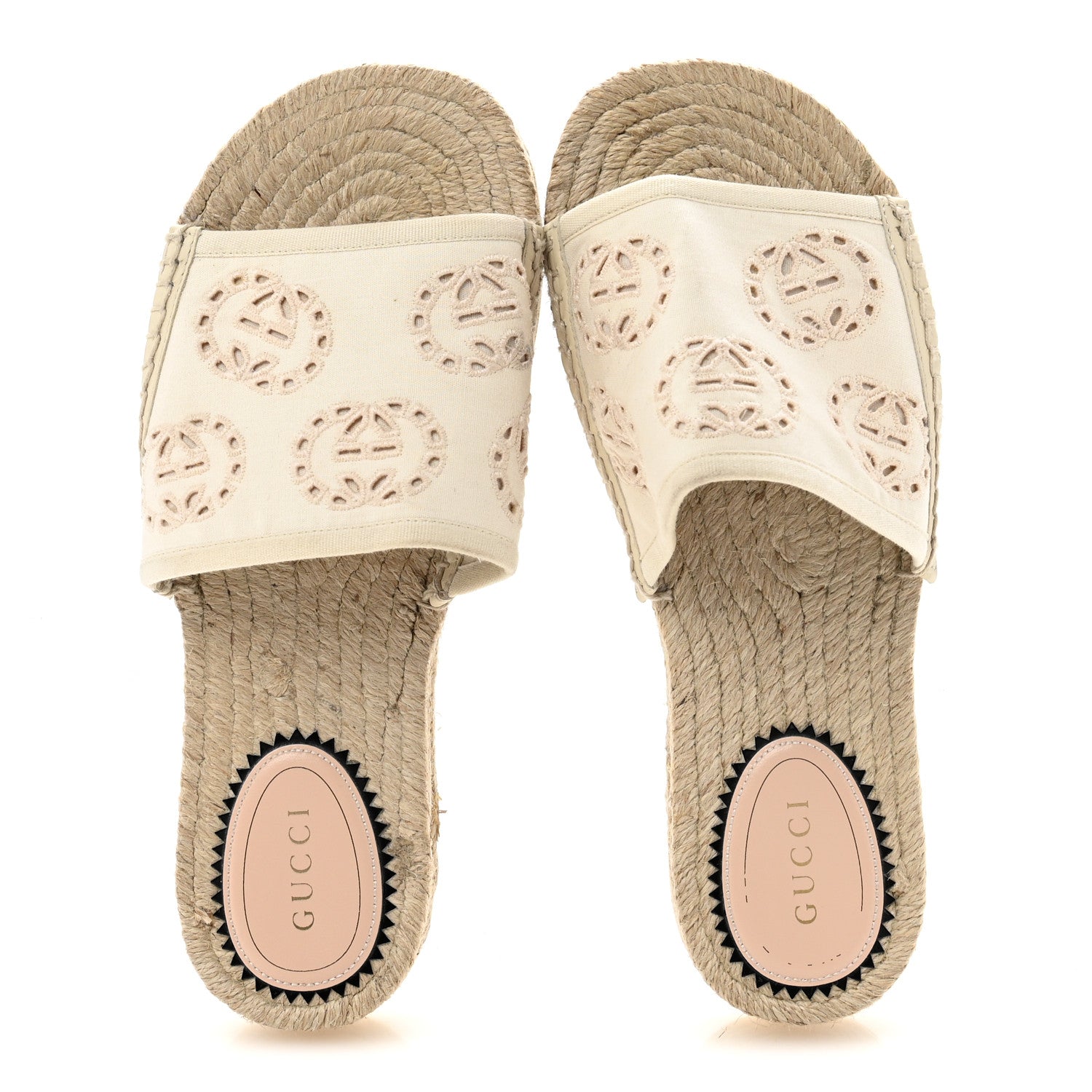 Gucci Canvas Interlocking G Damita Espadrille Sandals 37 Natural 2 of 9