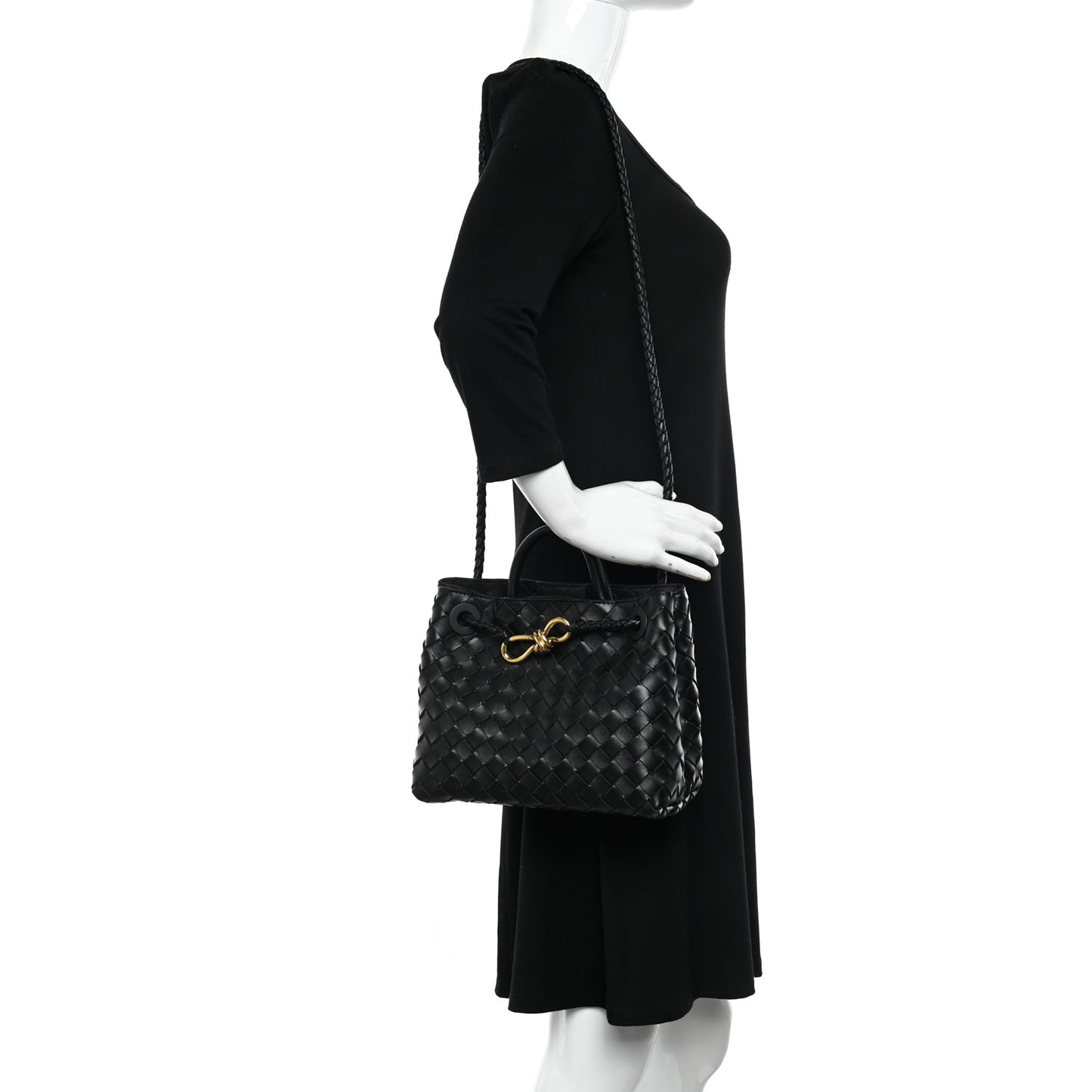Nappa Intrecciato Small Andiamo Shoulder Bag Black