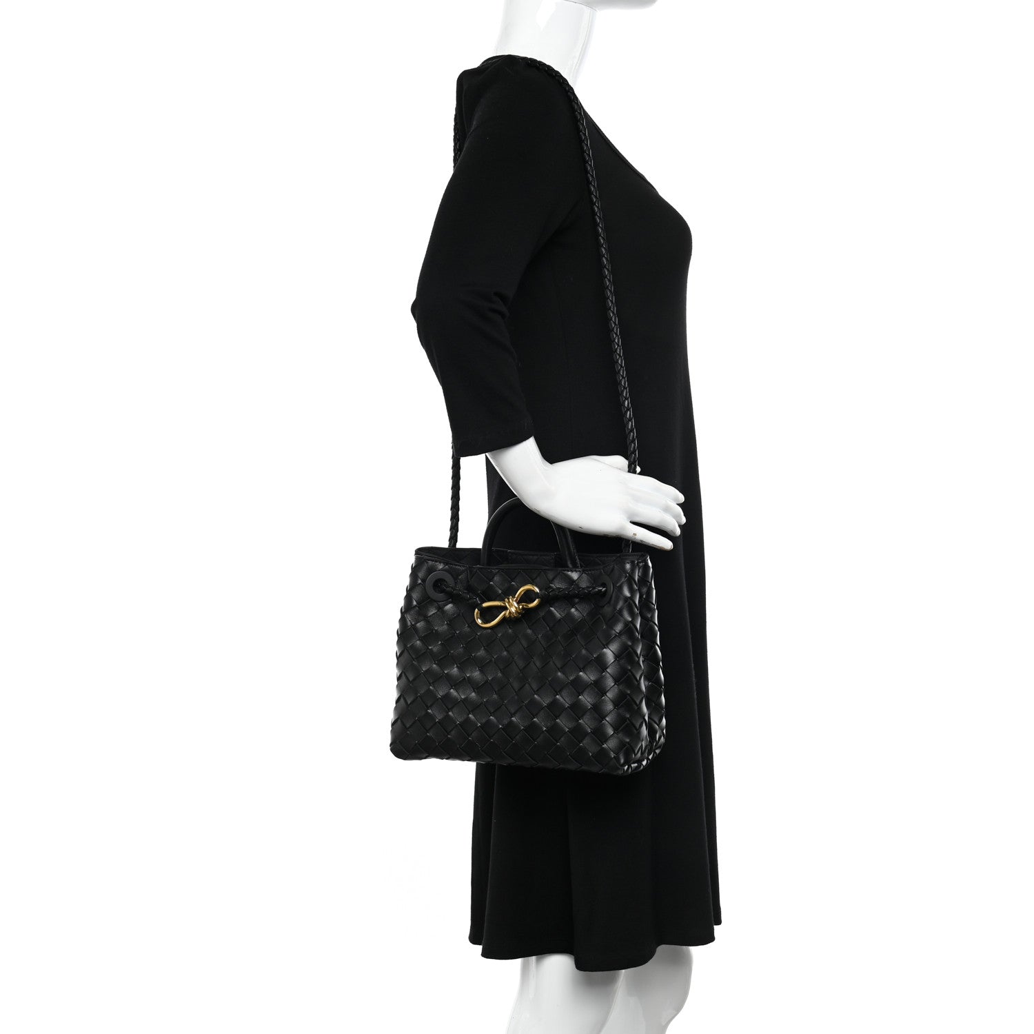Bottega Veneta Nappa Intrecciato Small Andiamo Shoulder Bag Black 2 of 10