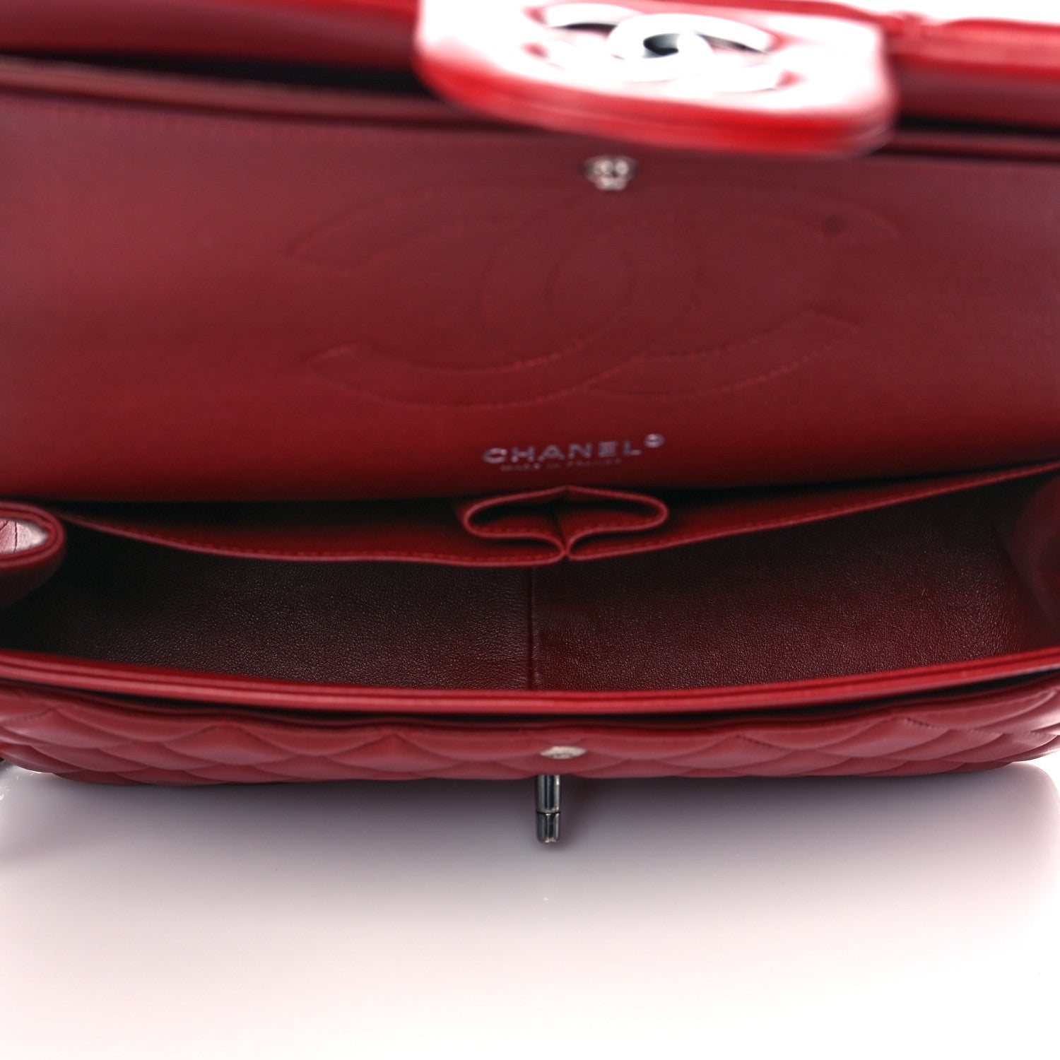 Chanel Lambskin Quilted Jumbo Double Flap Red 5 of 10