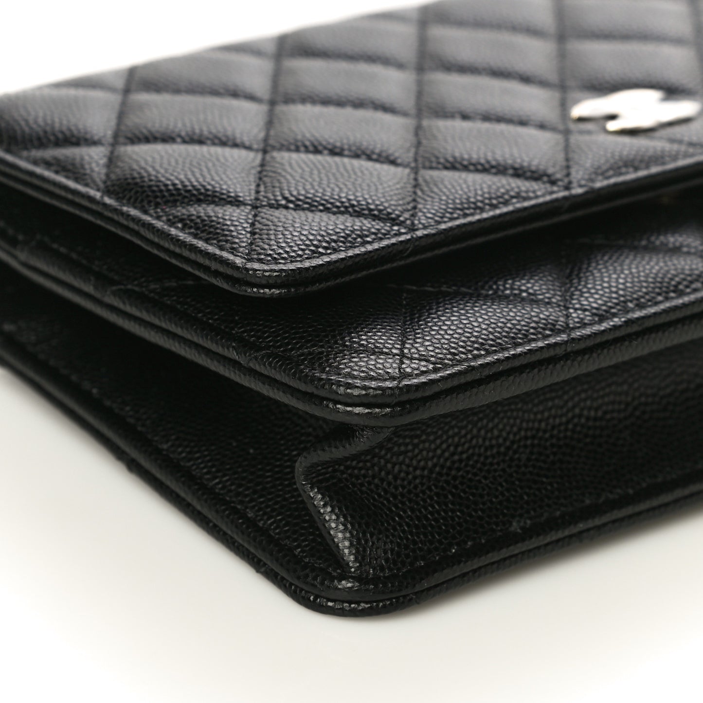 Caviar Quilted Wallet With Charms On Chain WOC Black