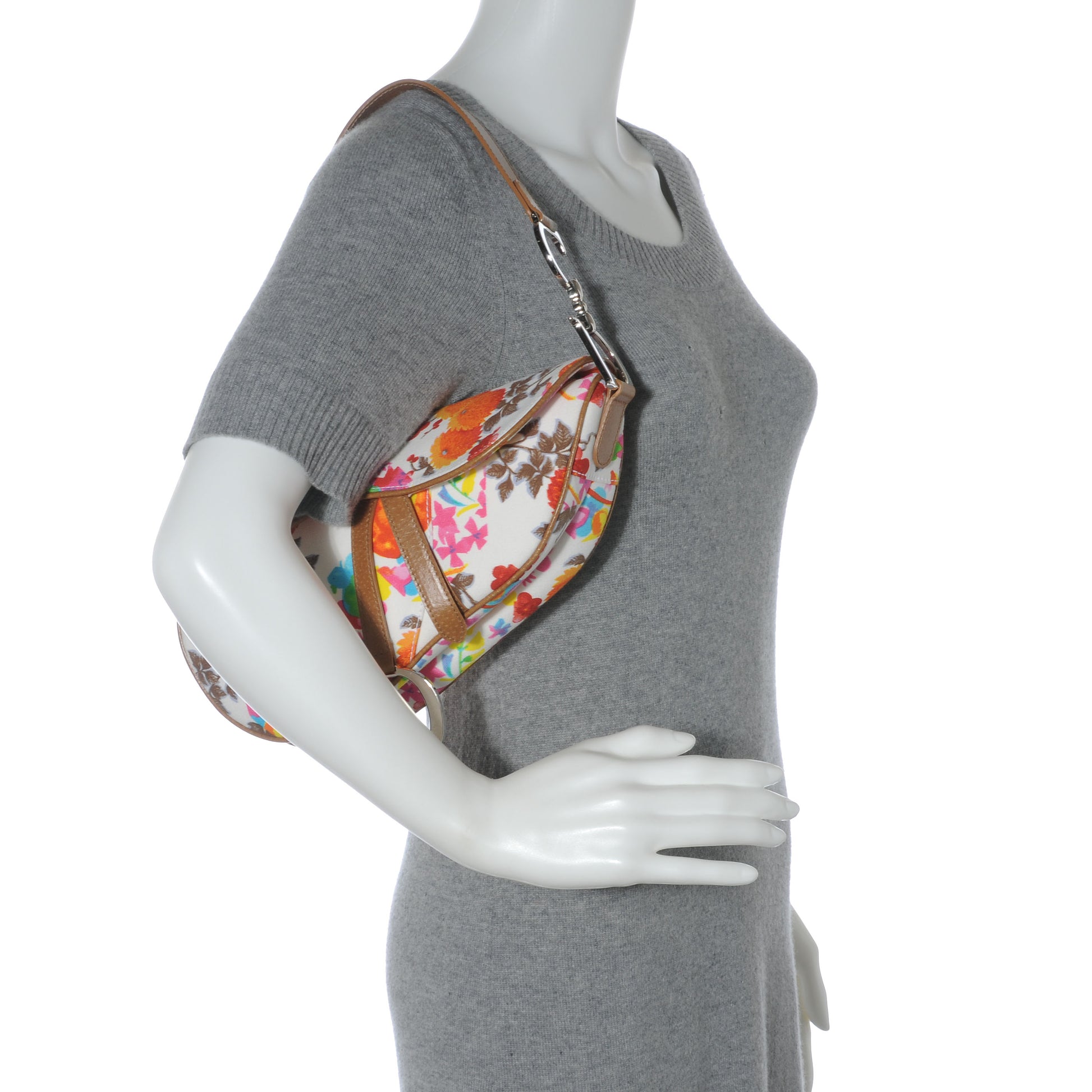 Christian Dior Canvas Floral Saddle Bag 2 of 7