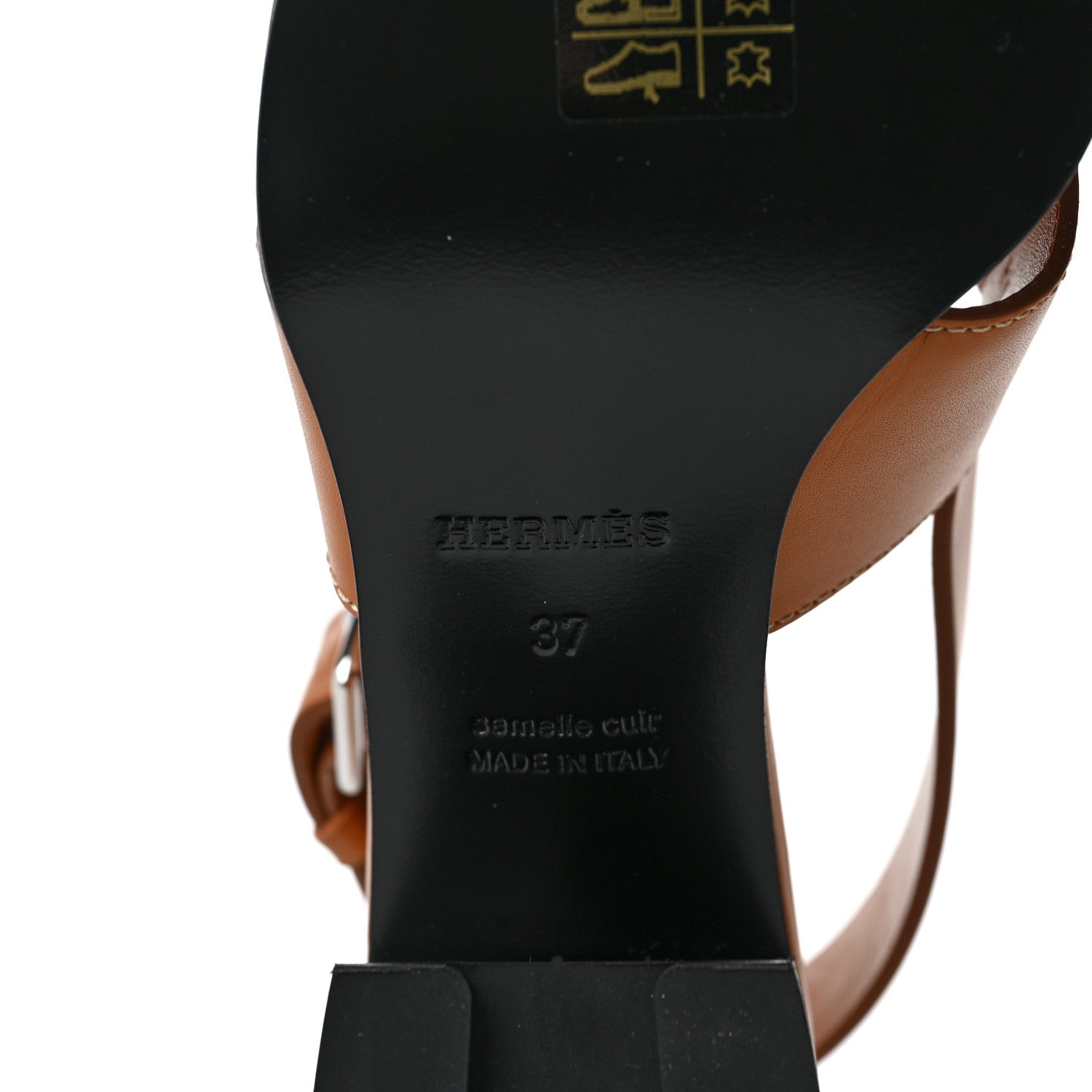 Hermes Calfskin Elbe 60 Sandals 37 Marron Glaise 6 of 9