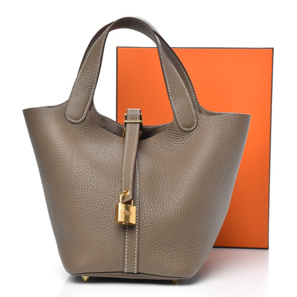 Hermes Taurillon Clemence Picotin Lock 18 PM Etoupe 9 of 9