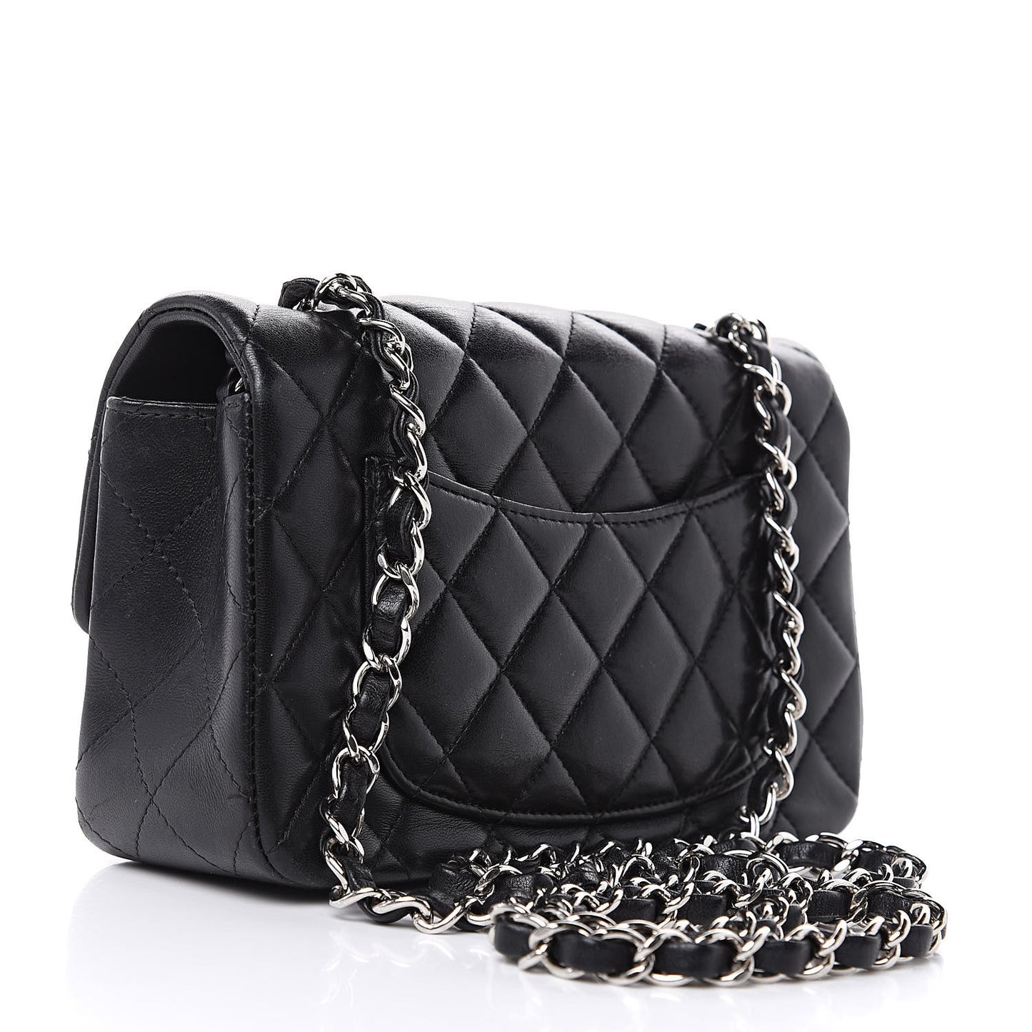 Lambskin Quilted Mini Rectangular Flap Black