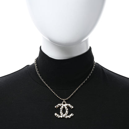 Chanel Lambskin Crystal CC Chain Pendant Necklace Black Gold 2 of 5