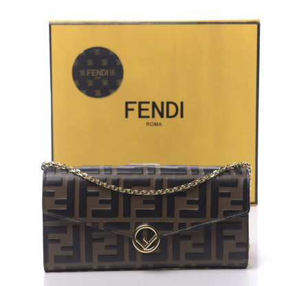 Fendi Vitello Soft F is Fendi Bi-Color FF 1974 Embossed Continental Envelope Wallet On Chain Maya Black 11 of 11