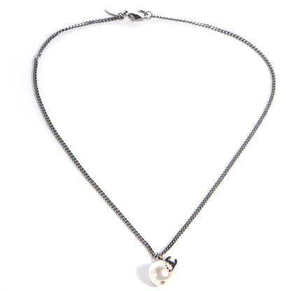 Chanel Pearl CC Pendant Necklace Dark Silver 3 of 6