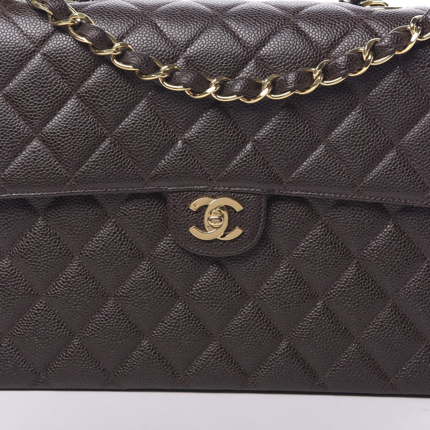 Caviar Quilted Jumbo Single Flap Brown