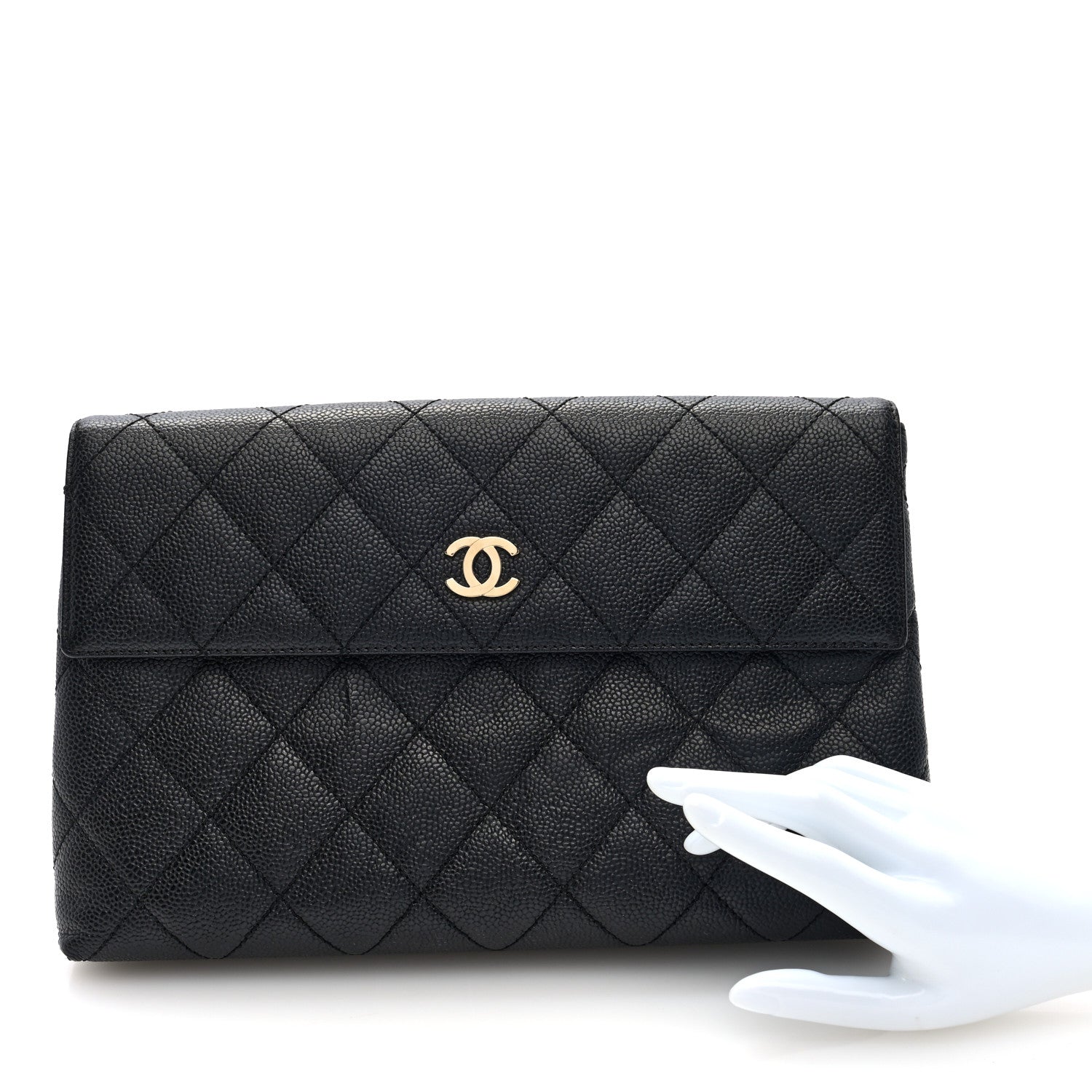 Chanel Caviar Quilted CC Beauty Clutch Black 2 of 6