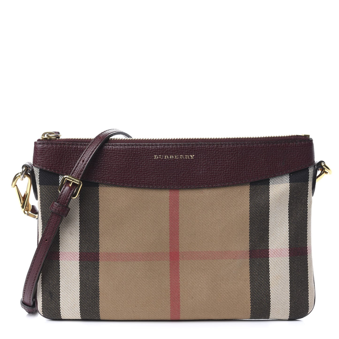 House Check Derby Peyton Crossbody Clutch Bag Mahogany Red