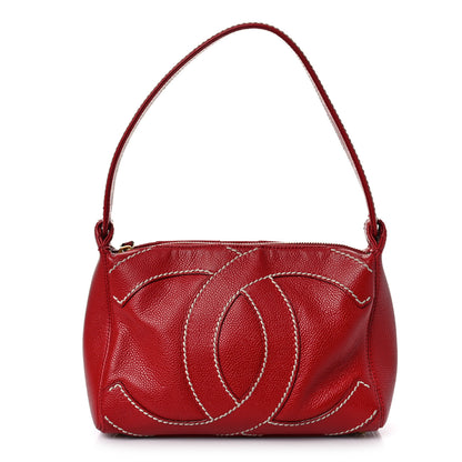Chanel Caviar CC Stitched Small Hobo Red 1 of 10
