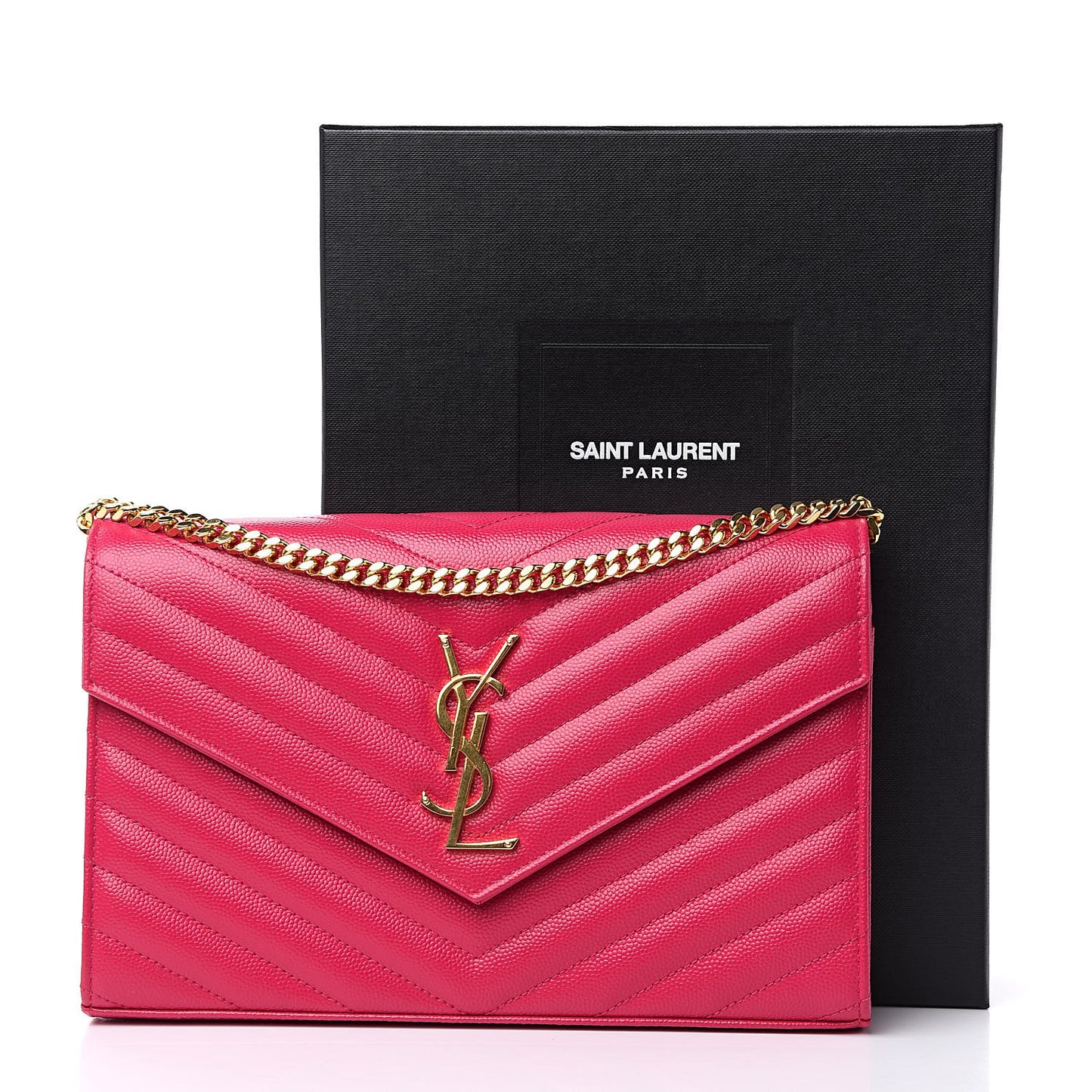 Grain De Poudre Matelasse Chevron Monogram Chain Wallet Bubblegum